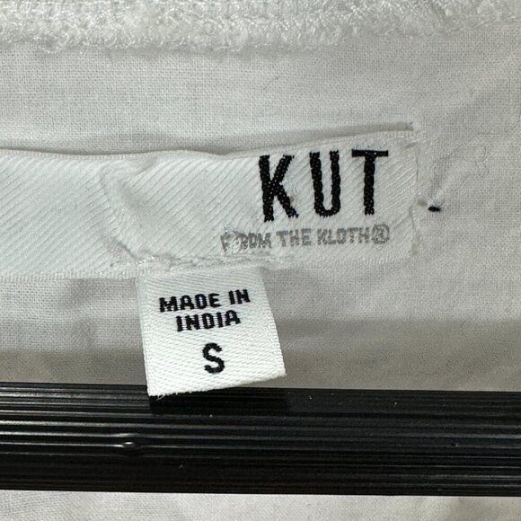 Kut From the Kloth Top  Womens Small White Cotton Eyelet Short Sleeve Blouse - Picture 4 of 7